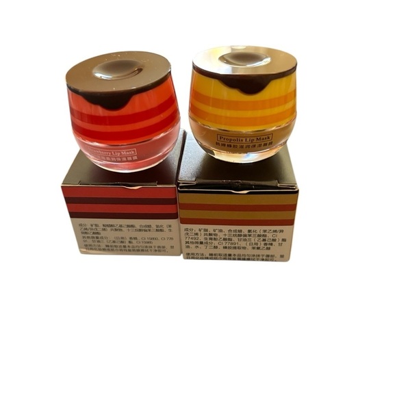 Bee Balm Lip Mask Pot Lot Of 2 Honey Strawberry Lips Care Moisture New In Box - Picture 3 of 4